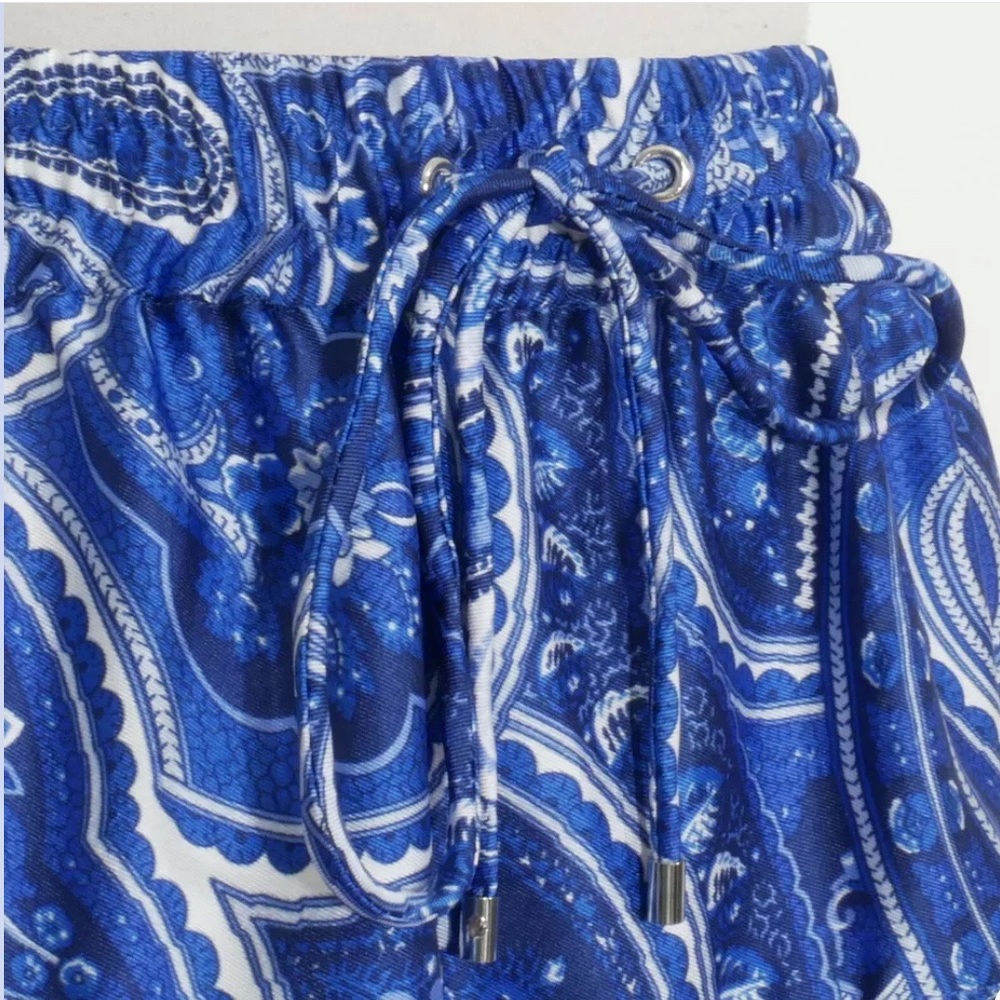 Ralph Lauren cobalt blue paisley tiered skirt - Picture 6 of 7